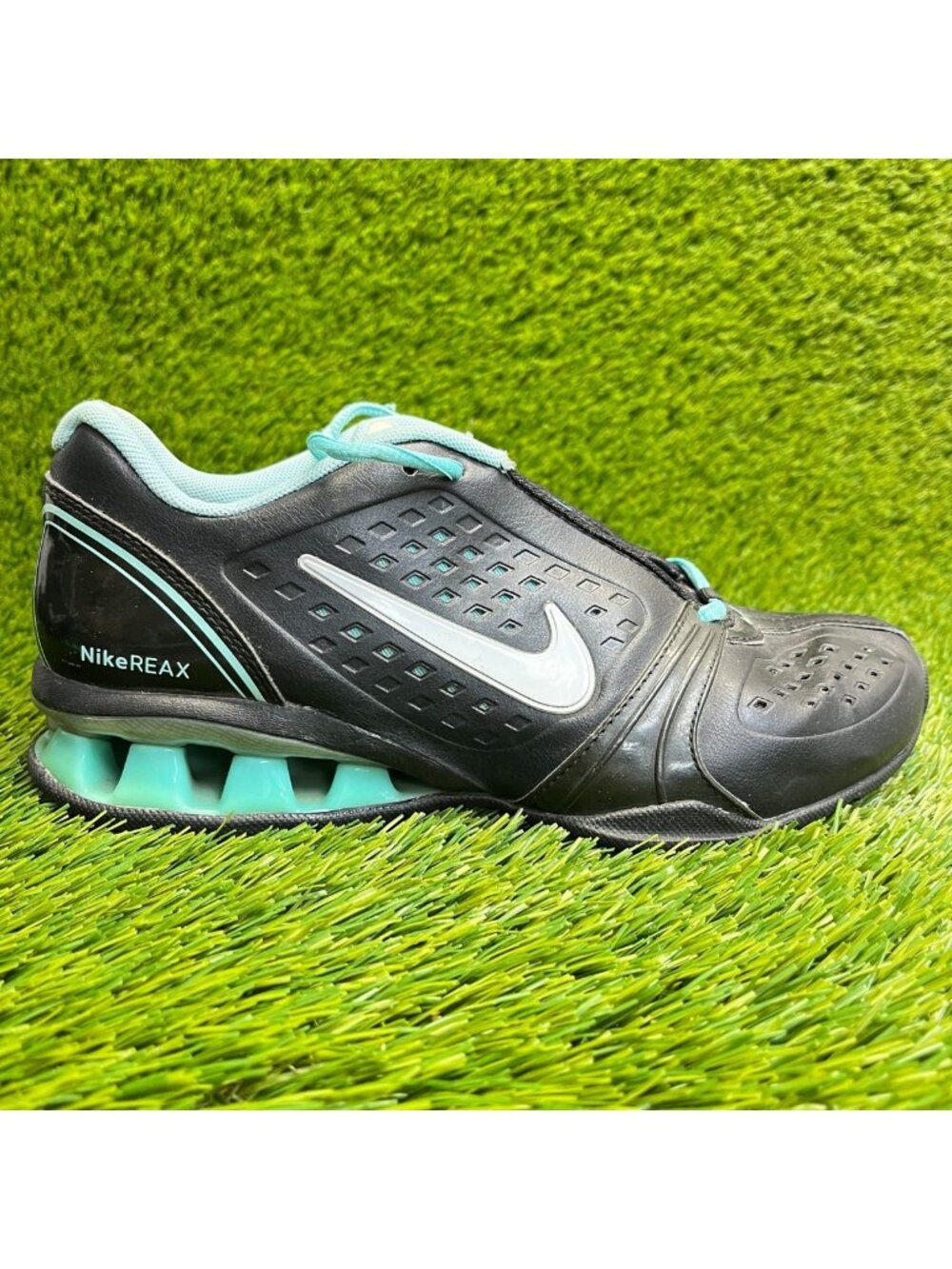 Nike Reax Rockstar Womens Size 7.5 Black Blue Athletic Running Shoes Sneakers